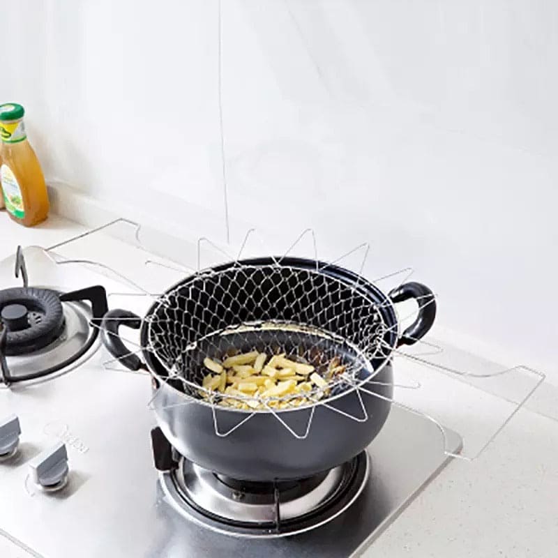 Stainless Steel Folding Round Frying Basket For Fries, Multi-functional Drain Basket, Fry Basket for Fried Food Stainless Steel Folding Round Frying Basket For Fries, Multi-functional Drain Basket, Fry Basket for Fried Food